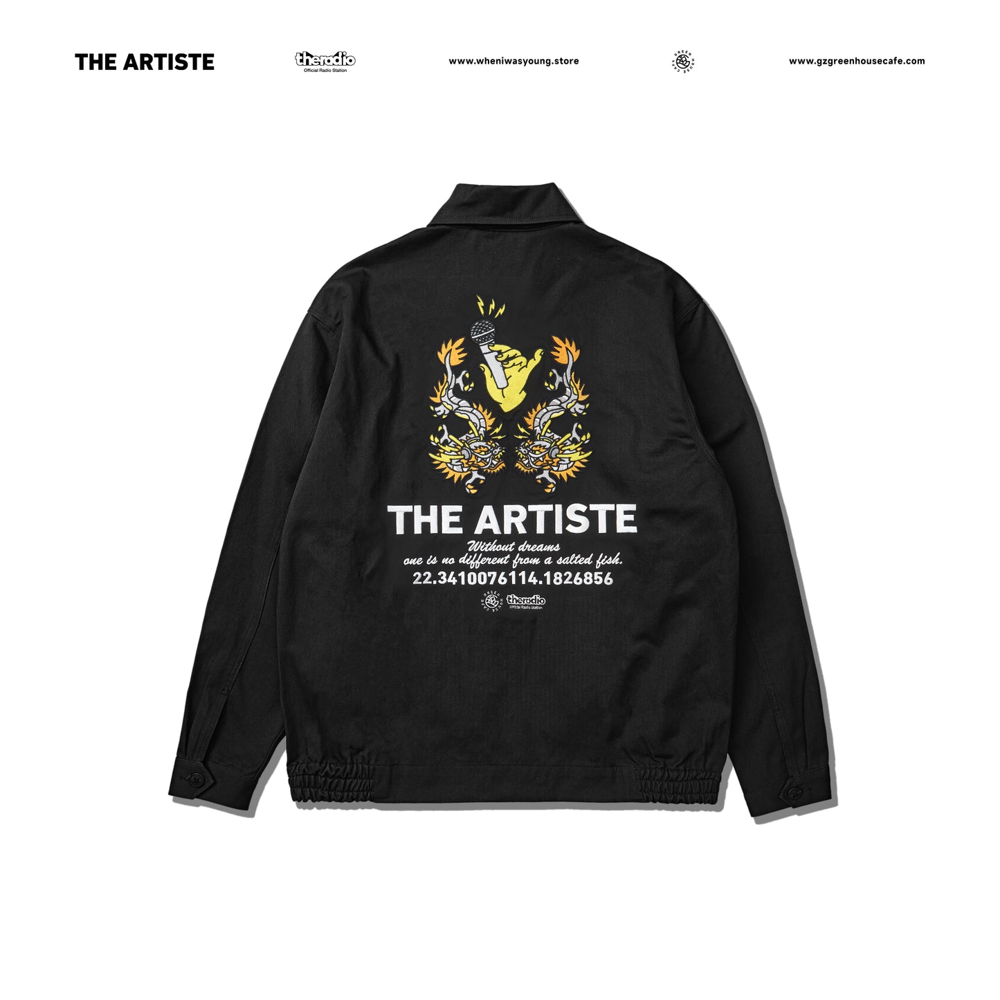 GREENHOUSE x theradio "THE ARTISTE" SERIES BLACK HEAVY EMBROIDERED JACKET