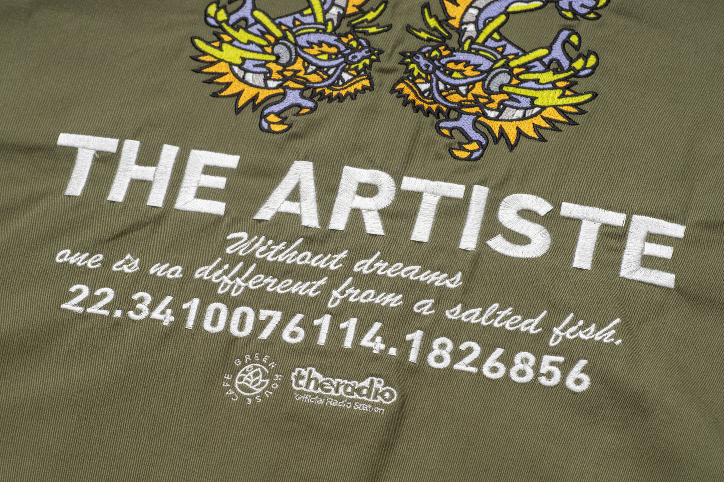 GREENHOUSE x theradio "THE ARTISTE" SERIES GREEN HEAVY EMBROIDERED JACKET