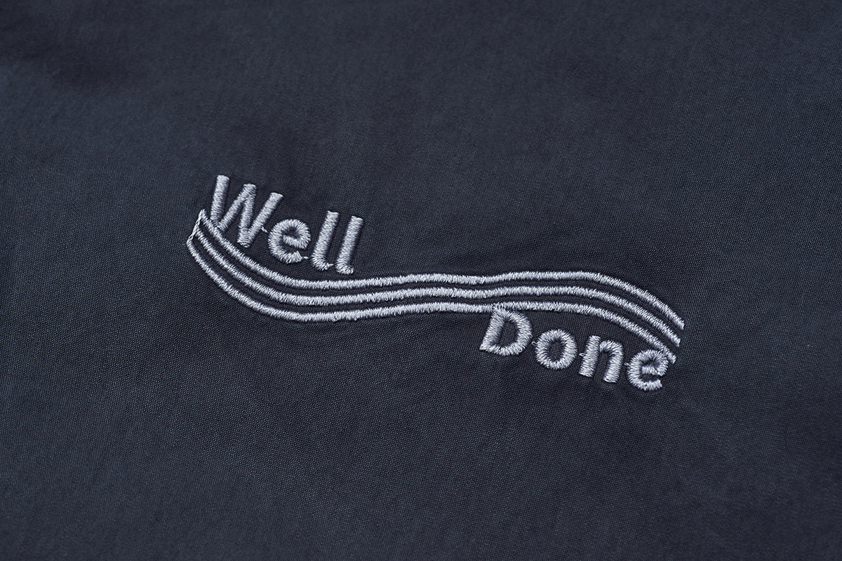 WELL DONE LOOSE-FIT BATIK BLUE-GREY COACH JACKET