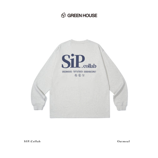 GREEN HOUSE 「SIP.collab」Series oatmeal grey long sleeve t shirt