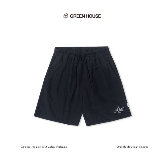 GREENHOUSE x AYAKA FUKANO "DRINK HOUSE" SERIES LIGHTWEIGHT SHORTS BLACK