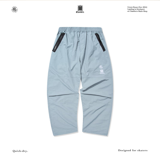 GREEN HOUSE CAFE and CHAMBERS Unveil Limited-Edition Skate Pants Sky Blue