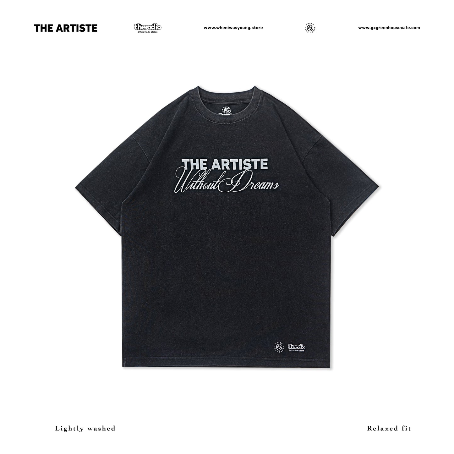 GREENHOUSE x theradio "THE ARTISTE" SERIES BLACK WASH PRINT TEE