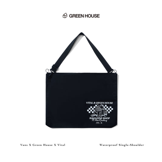 【MAGAZINE SHOP】Oversized Black Waterproof Shoulder Bag Green House X VANS X VITAL