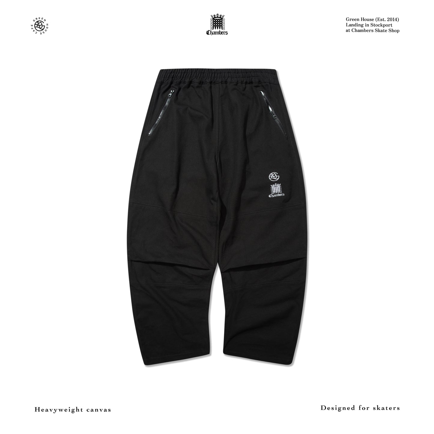 GREEN HOUSE x CHAMBERS Heavy-Duty Canvas Skate Pants – Black