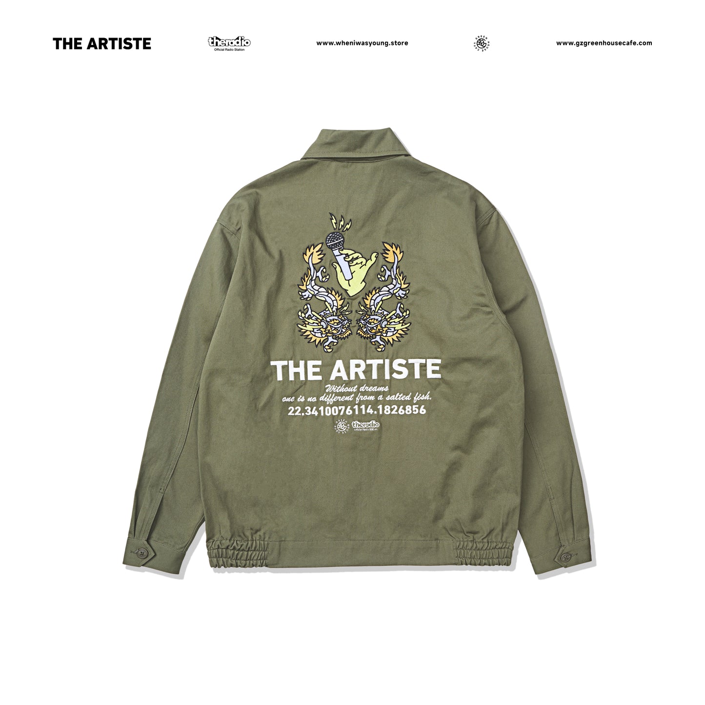 GREENHOUSE x theradio "THE ARTISTE" SERIES GREEN HEAVY EMBROIDERED JACKET