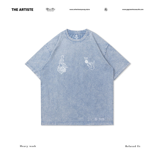 GREENHOUSE x theradio "THE ARTISTE" SERIES BLUE WASH PRINT TEE