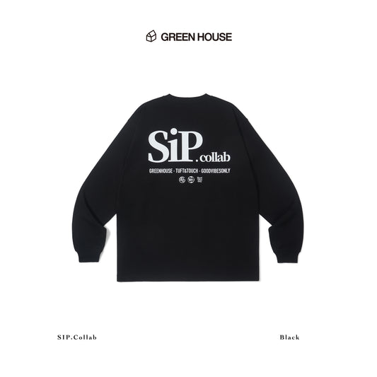 GREEN HOUSE 「SIP.collab」Series black long sleeve t shirt