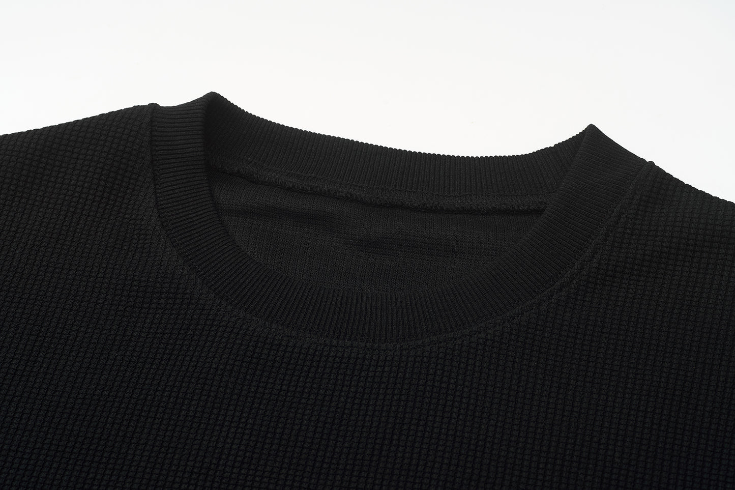 WELL DONE Black Long-Sleeve Waffle T-Shirt