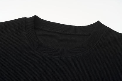 WELL DONE Black Long-Sleeve Waffle T-Shirt