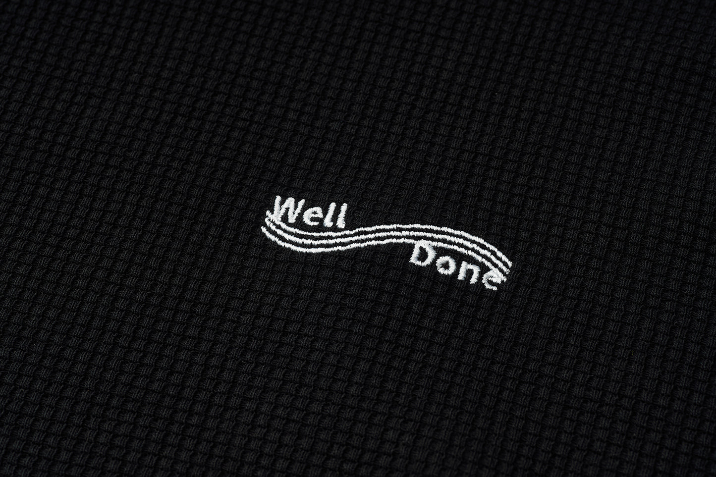 WELL DONE Black Long-Sleeve Waffle T-Shirt