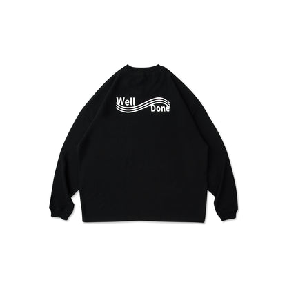 WELL DONE Black Long-Sleeve Waffle T-Shirt