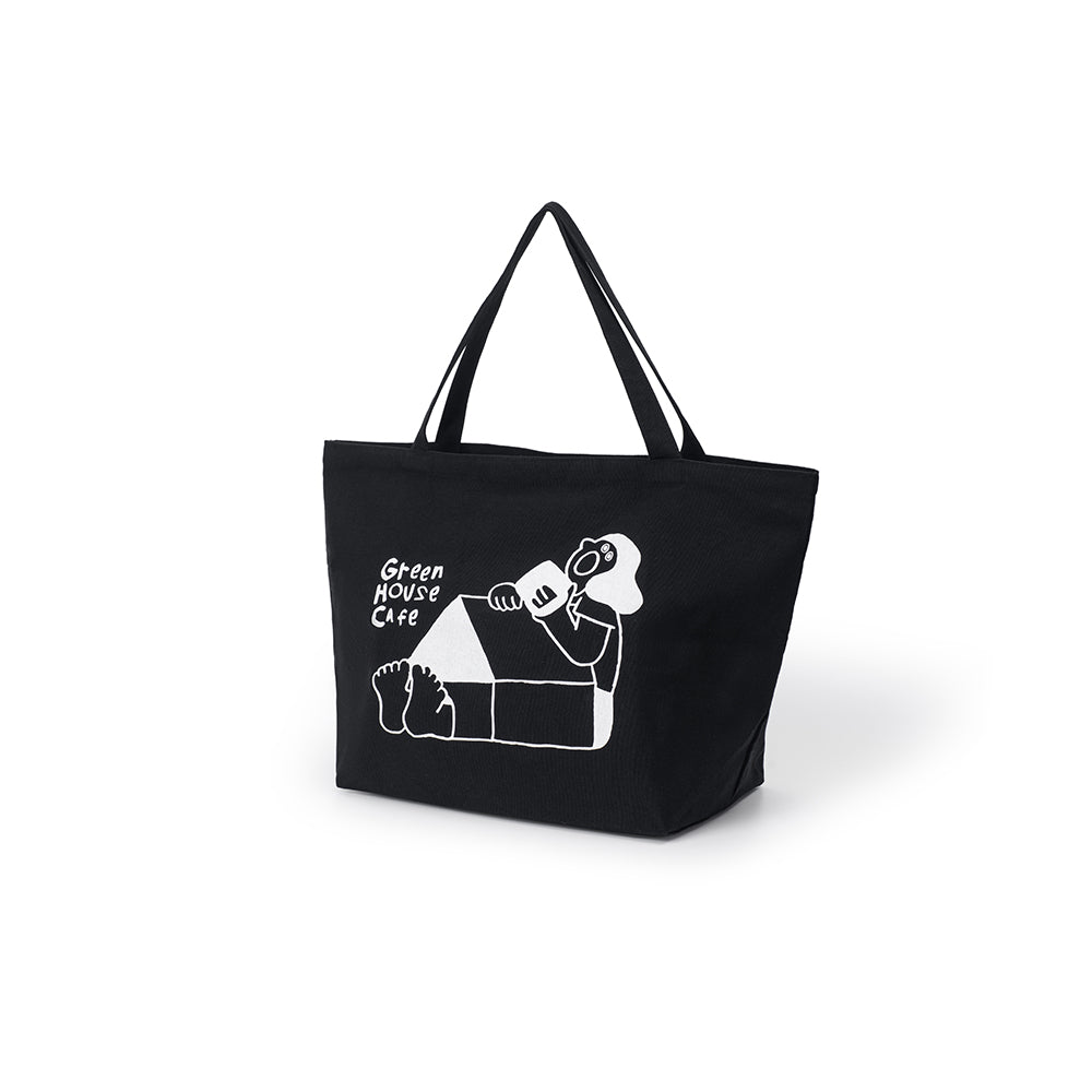 GREENHOUSE x AYAKA FUKANO "DRINK HOUSE" SERIES OVERSIZED CANVAS TOTE CLASSIC BLACK