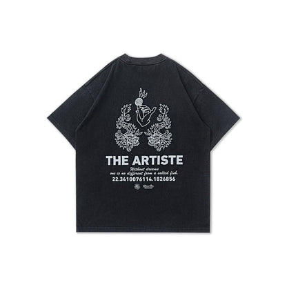 GREENHOUSE x theradio "THE ARTISTE" SERIES BLACK WASH PRINT TEE