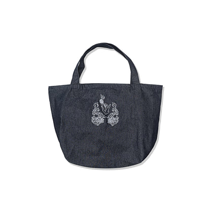 GREENHOUSE x theradio "THE ARTISTE" SERIES OVERSIZED CANVAS TOTE CLASSIC DENIM BLUE WITH TAPE MEASURE