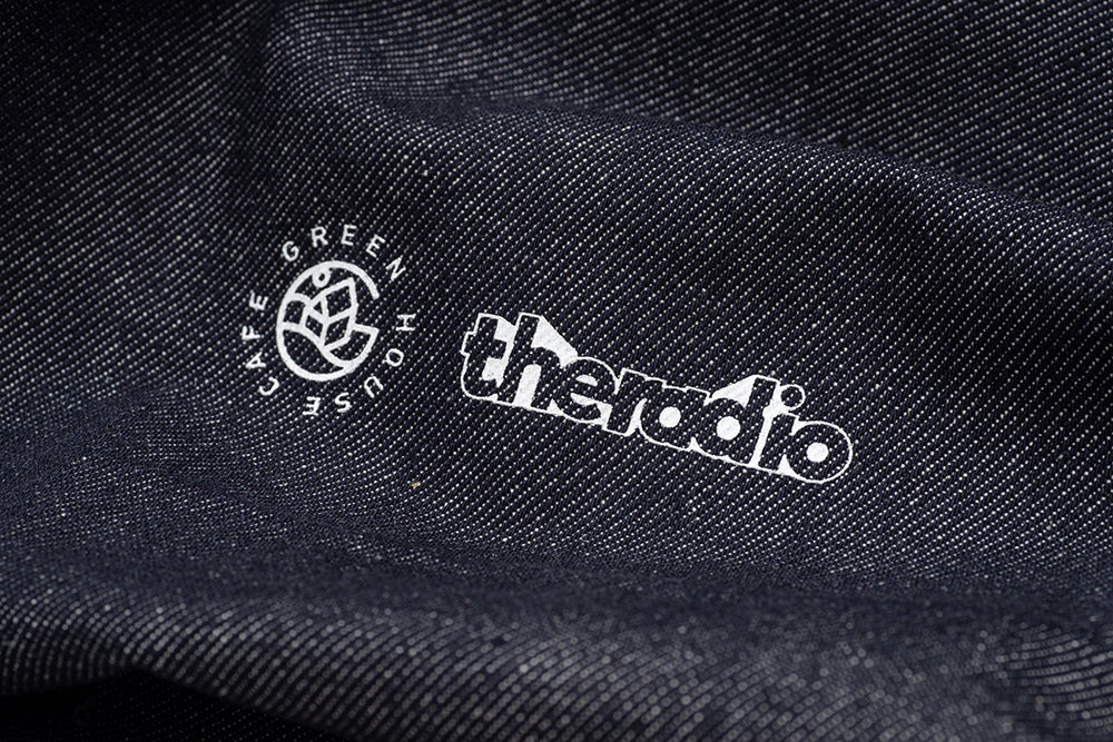 GREENHOUSE x theradio "THE ARTISTE" SERIES OVERSIZED CANVAS TOTE CLASSIC DENIM BLUE WITH TAPE MEASURE