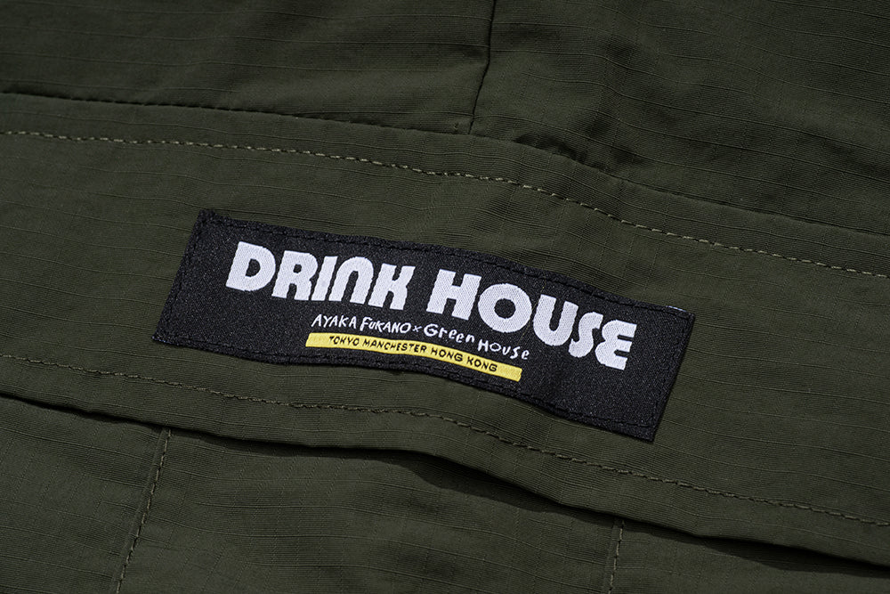 GREENHOUSE x AYAKA FUKANO "DRINK HOUSE" SERIES QUICK-DRY LOOSE MILITARY PANTS GREEN