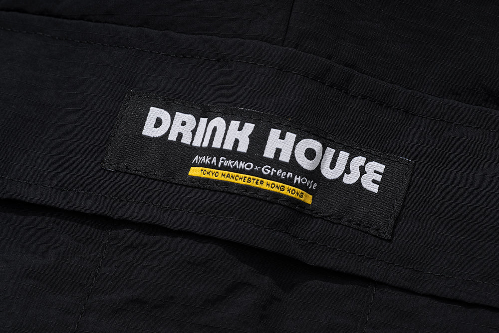 GREENHOUSE x AYAKA FUKANO "DRINK HOUSE" SERIES QUICK-DRY LOOSE MILITARY PANTS BLACK