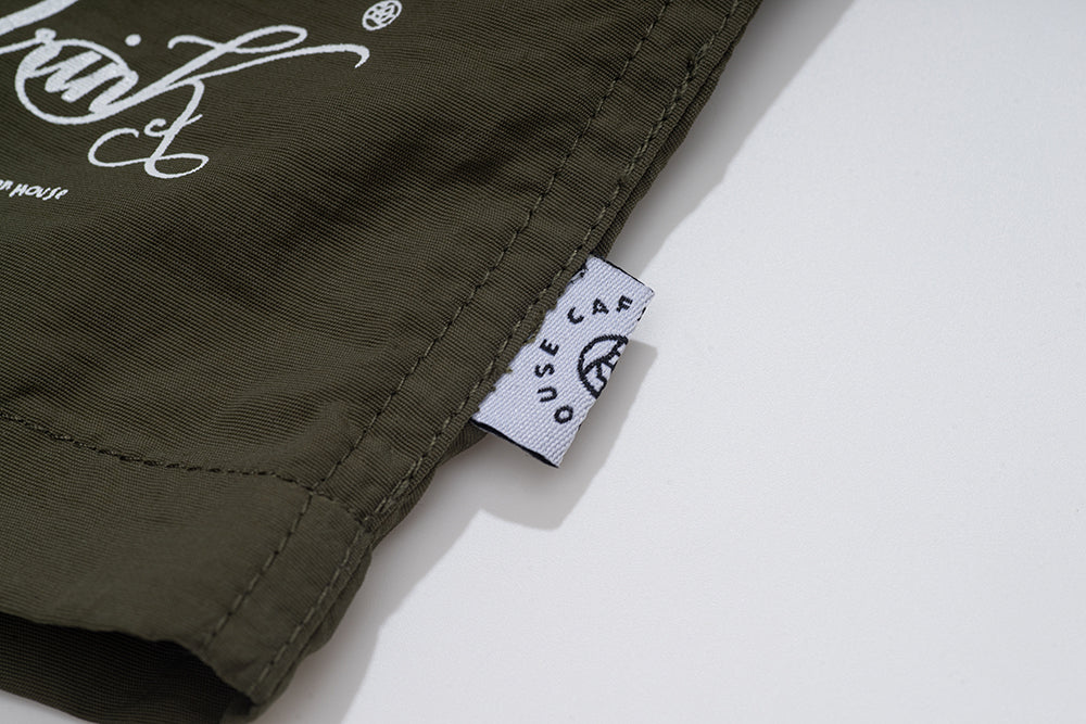 GREENHOUSE x AYAKA FUKANO "DRINK HOUSE" SERIES LIGHTWEIGHT SHORTS MILITARY GREEN