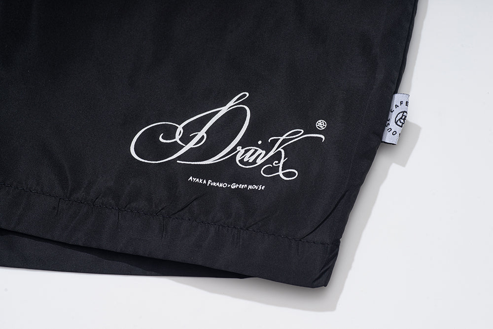 GREENHOUSE x AYAKA FUKANO "DRINK HOUSE" SERIES QUICK-DRY LOOSE SHORTS BLACK