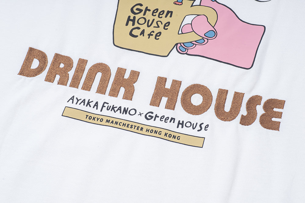 GREENHOUSE x AYAKA FUKANO "DRINK HOUSE" SERIES TEE WHITE