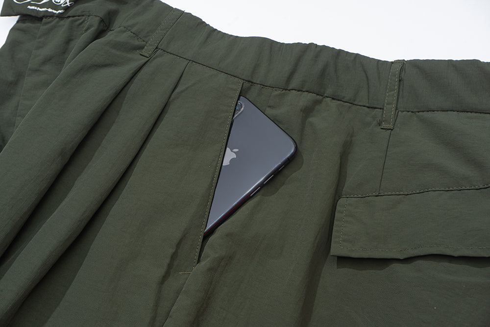 GREENHOUSE x AYAKA FUKANO "DRINK HOUSE" SERIES QUICK-DRY LOOSE MILITARY PANTS GREEN