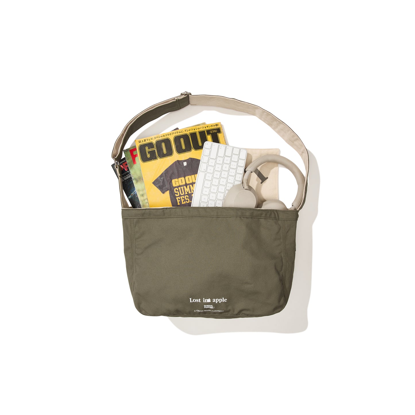GREEN HOUSE × General Purpose "Lost in Apple" Series — Canvas Messenger Shoulder Bag