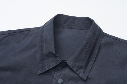 WELL DONE LOOSE-FIT BATIK BLUE-GREY COACH JACKET
