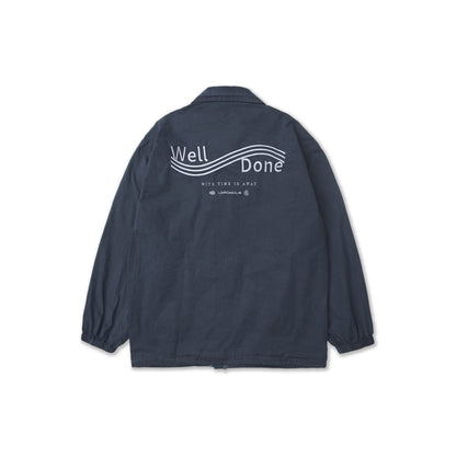 WELL DONE LOOSE-FIT BATIK BLUE-GREY COACH JACKET