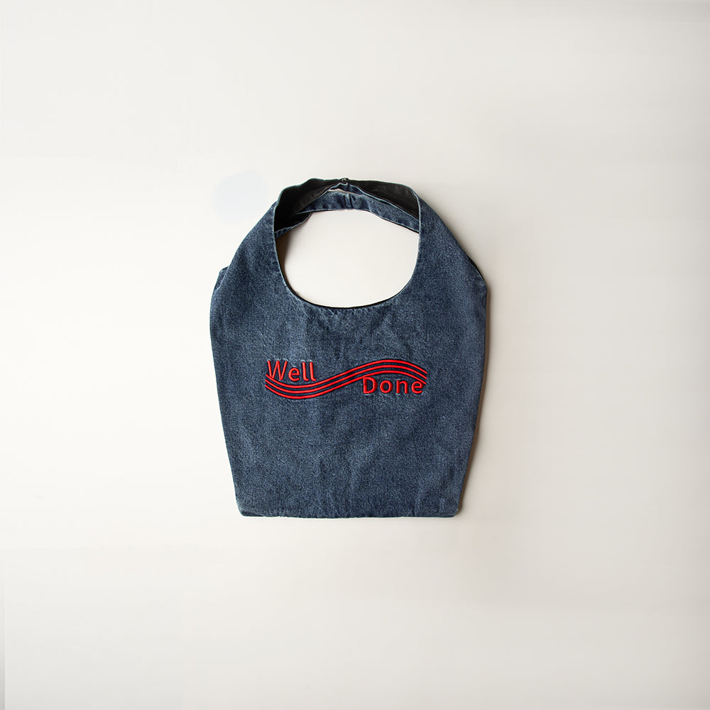Well Done 25SS Single-washed denim Strap Tote Bag