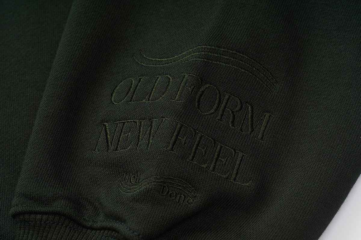 Mizuno Sportstyle and WELL DONE Present “OLD FORM, NEW FEEL”  Crewneck — Dark Green