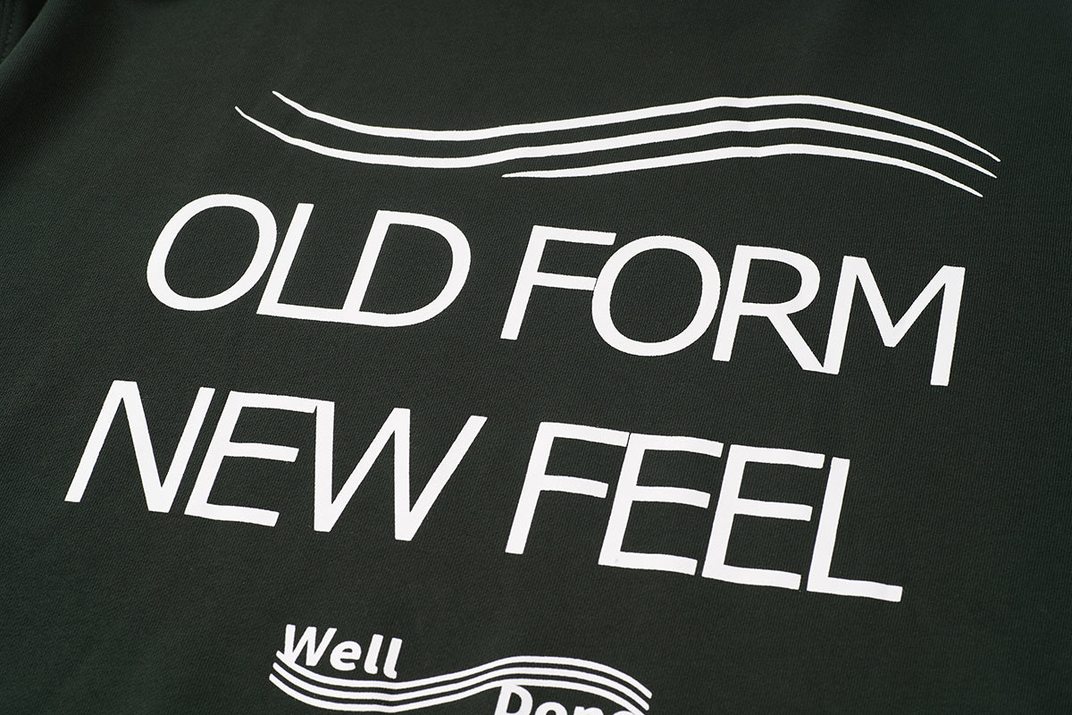 Mizuno Sportstyle and WELL DONE Present “OLD FORM, NEW FEEL”  Crewneck — Dark Green