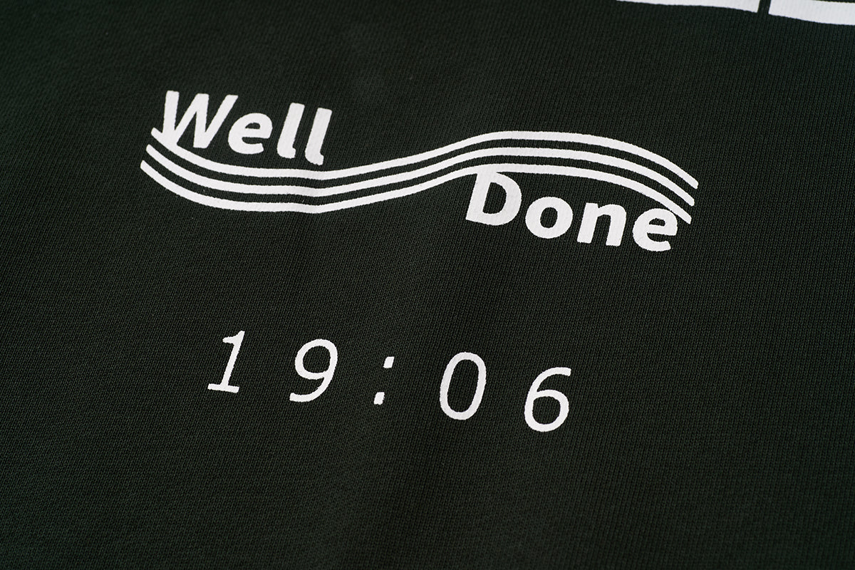 Mizuno Sportstyle and WELL DONE Present “OLD FORM, NEW FEEL”  Crewneck — Dark Green