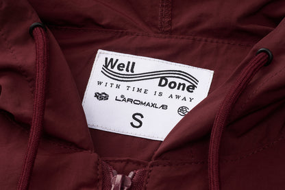 Mizuno Sportstyle and WELL DONE Present “OLD FORM, NEW FEEL”  Half-Zip Windbreaker — Burgundy