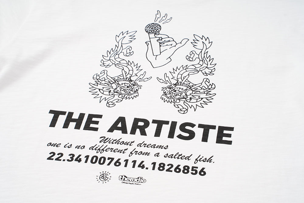 GREEN HOUSE x theradio “THE ARTISTE” SERIES HEAVY SLUB COTTON PRINT TEE — OFF WHITE