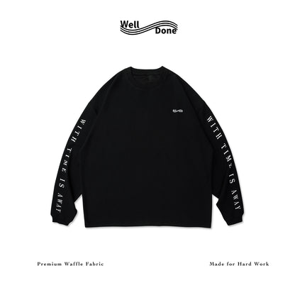 WELL DONE Black Long-Sleeve Waffle T-Shirt