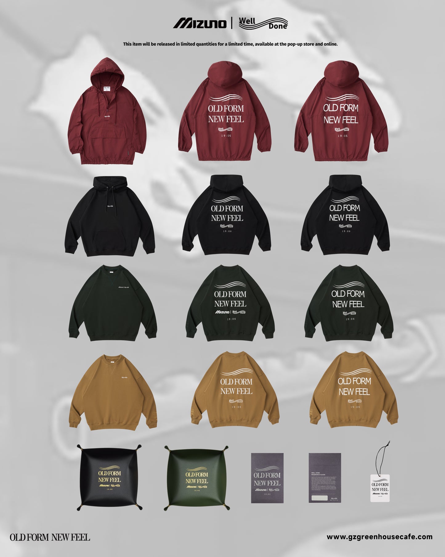 Mizuno Sportstyle and WELL DONE Present “OLD FORM, NEW FEEL”  Crewneck — Dark Green