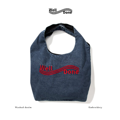 Well Done 25SS Single-washed denim Strap Tote Bag
