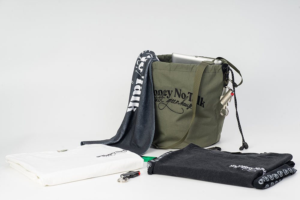 GREENHOUSE x 24/7TALK "NO MONEY NO TALK" SERIES URBAN OUTDOOR BAG IN EXCLUSIVE GREEN CORDURA