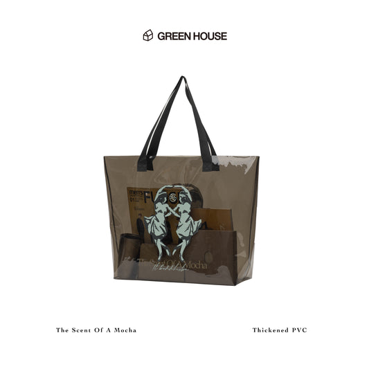 GREEN HOUSE “The Scent Of A Mocha” Series PVC Transparent Tote Bag