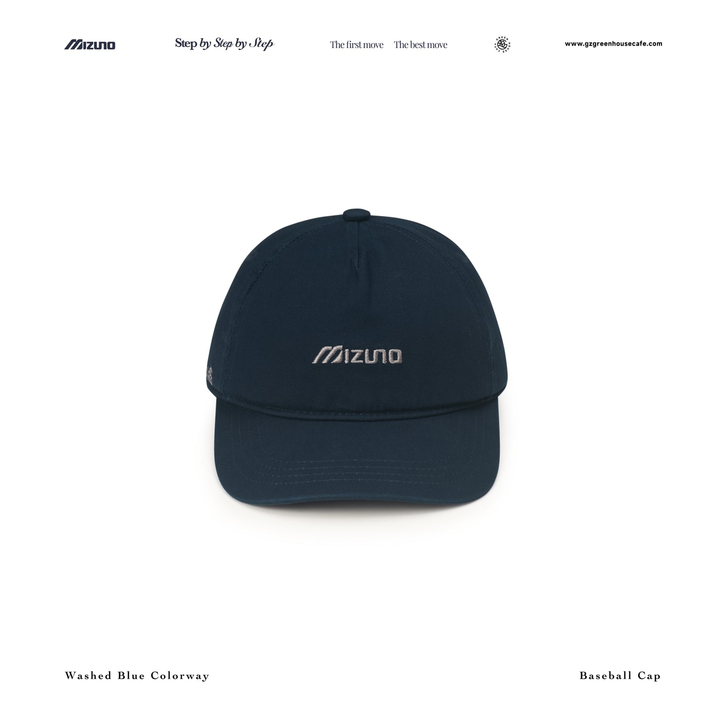 GREENHOUSE x Mizuno "Step by Step by Step" SERIES Relaxed  BASKETBALL CAP BLUE