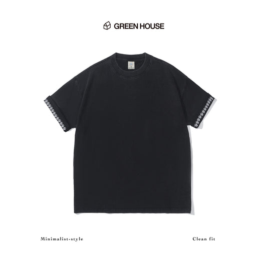 GREEN HOUSE washed pure black Loose-fit Tee