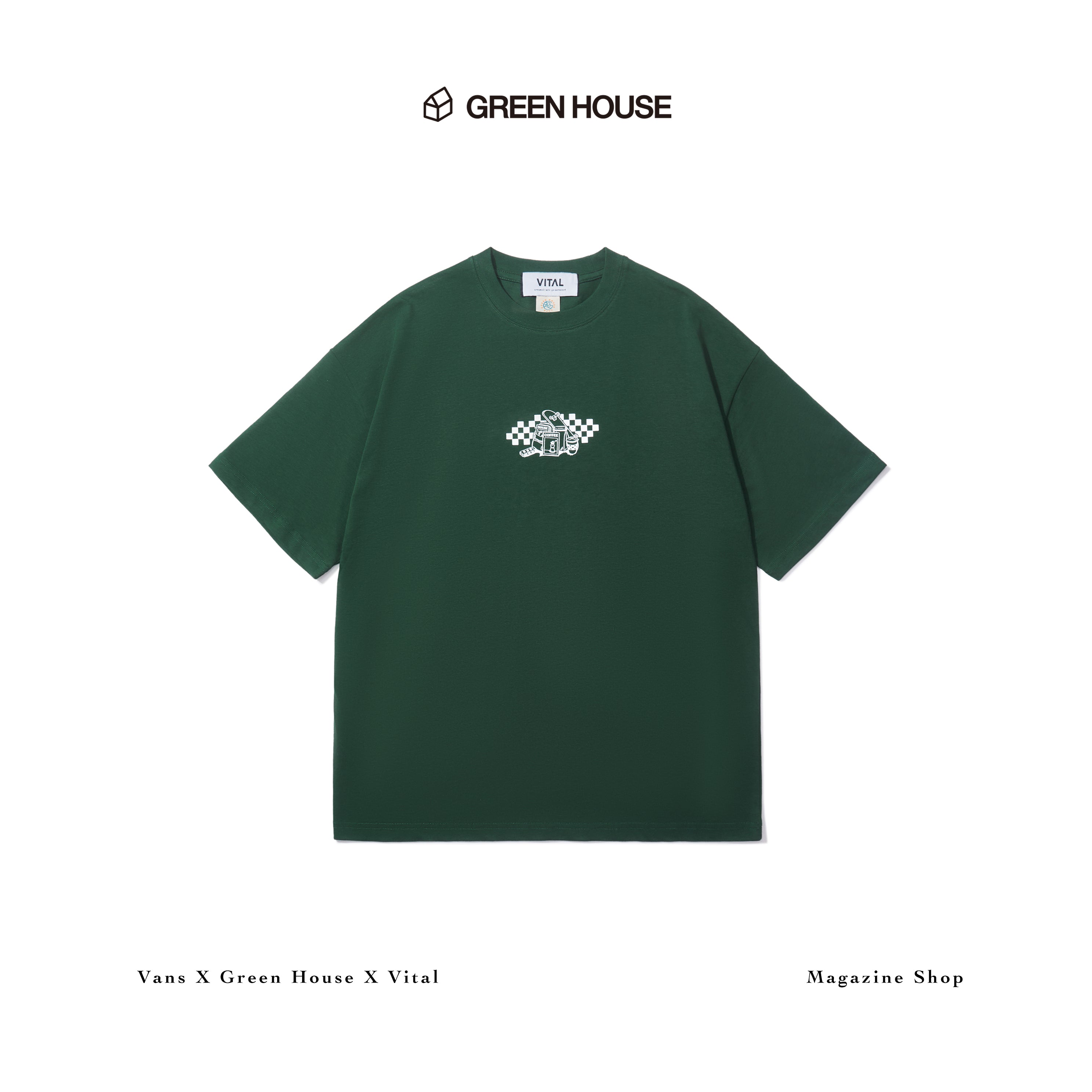 MAGAZINE SHOP】Series Tee Olive Green Green House X VANS X