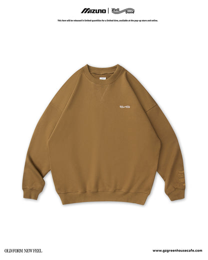 Mizuno Sportstyle and WELL DONE Present “OLD FORM, NEW FEEL” Crewneck — Khaki