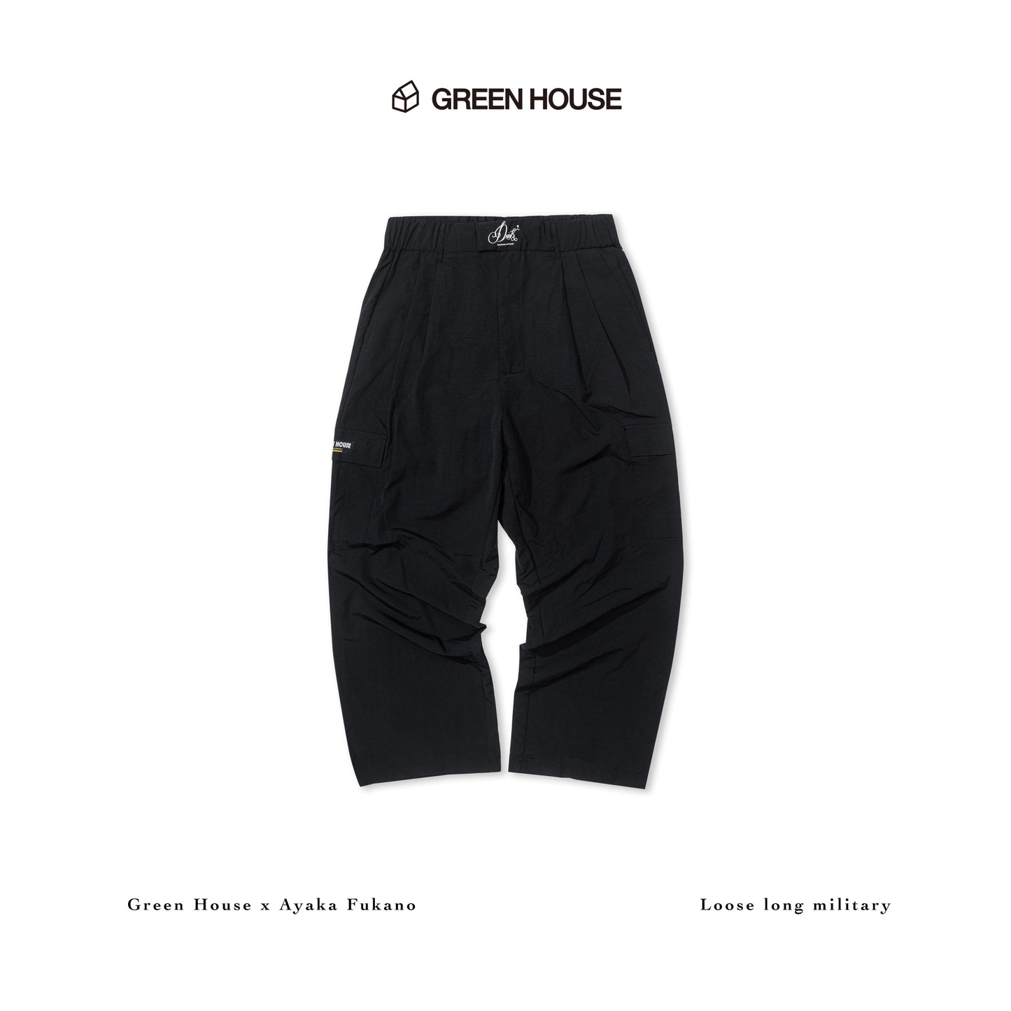 GREENHOUSE x AYAKA FUKANO "DRINK HOUSE" SERIES QUICK-DRY LOOSE MILITARY PANTS BLACK