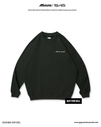 Mizuno Sportstyle and WELL DONE Present “OLD FORM, NEW FEEL”  Crewneck — Dark Green