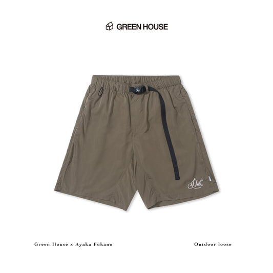 GREENHOUSE x AYAKA FUKANO "DRINK HOUSE" SERIES QUICK-DRY LOOSE SHORTS DESERT