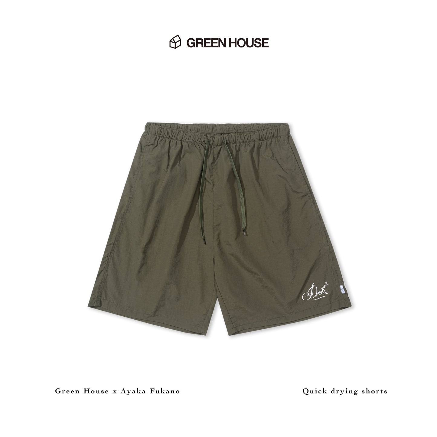 GREENHOUSE x AYAKA FUKANO "DRINK HOUSE" SERIES LIGHTWEIGHT SHORTS MILITARY GREEN