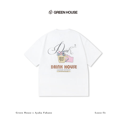 GREENHOUSE x AYAKA FUKANO "DRINK HOUSE" SERIES TEE WHITE