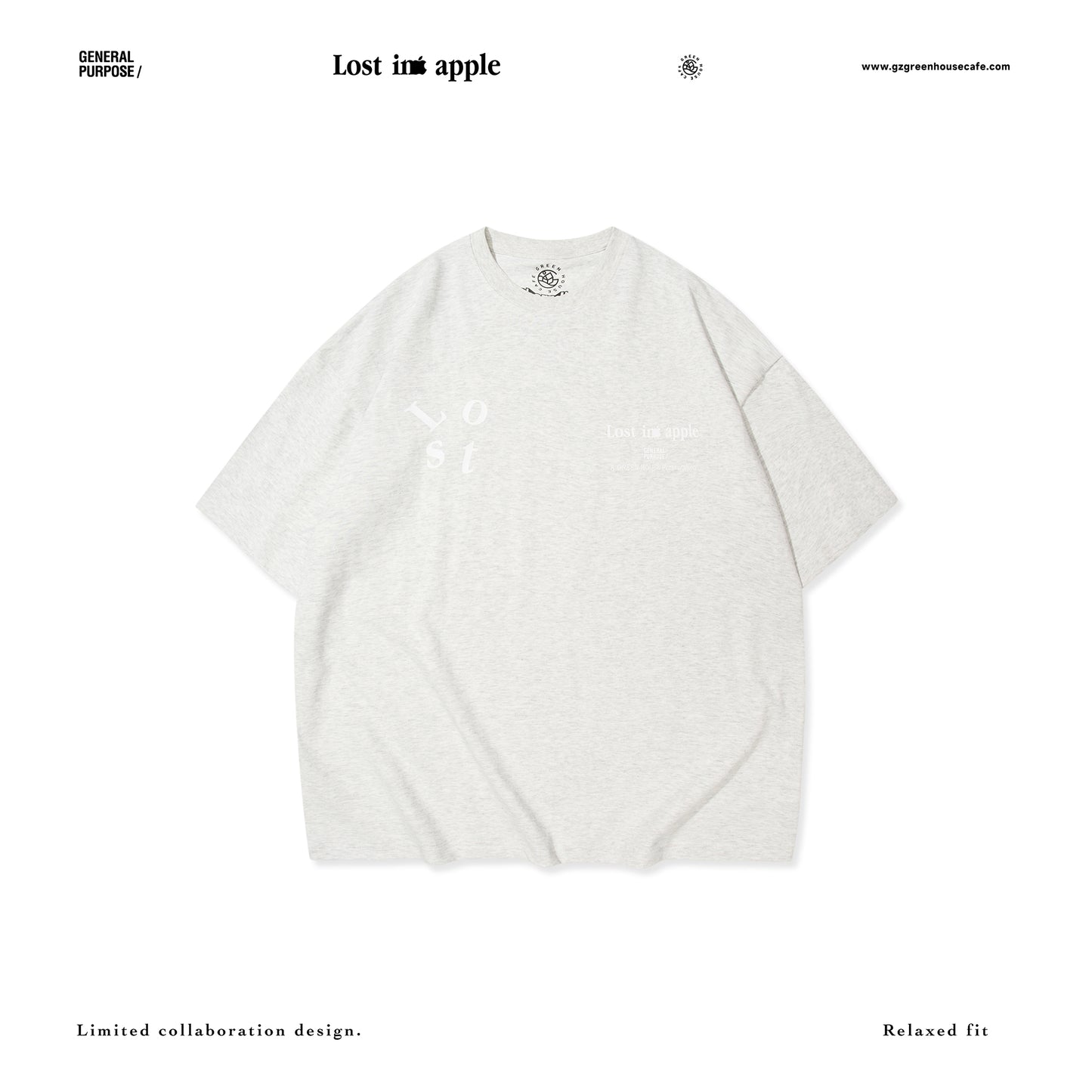 GREENHOUSE x General Purpose "Lost in apple" SERIES PRINT TEE GRAY